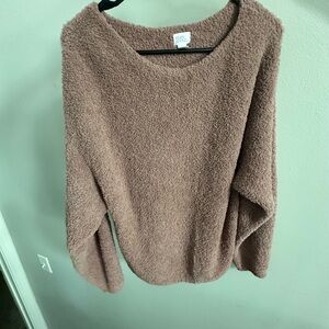 Stars Above Brown Crew Neck Sweater Plush Relaxed Fit